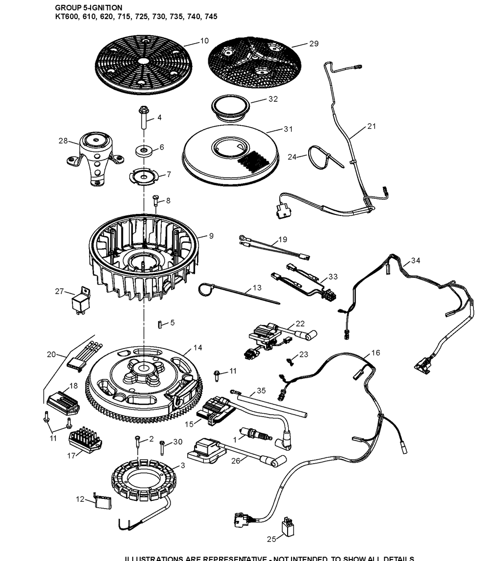 Kt730-3063 Ignition And Charging Diagram and Parts List for KT730-3063  Cub Cadet Lawn Tractor